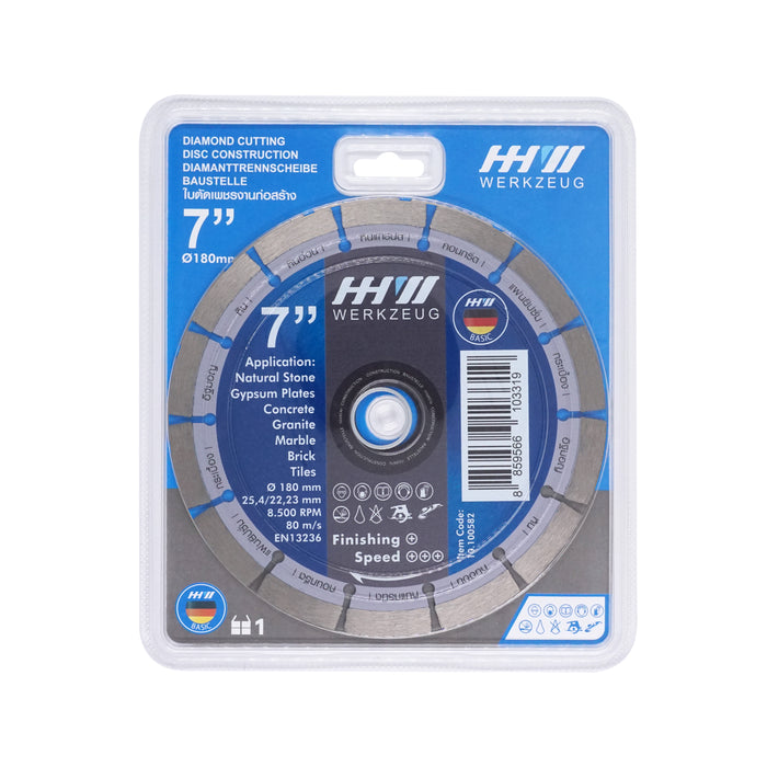 HHW ใบตัดเพชรงานก่อสร้าง 7นิ้ว Diamond Cutting Discs Construction 7” 10.100582