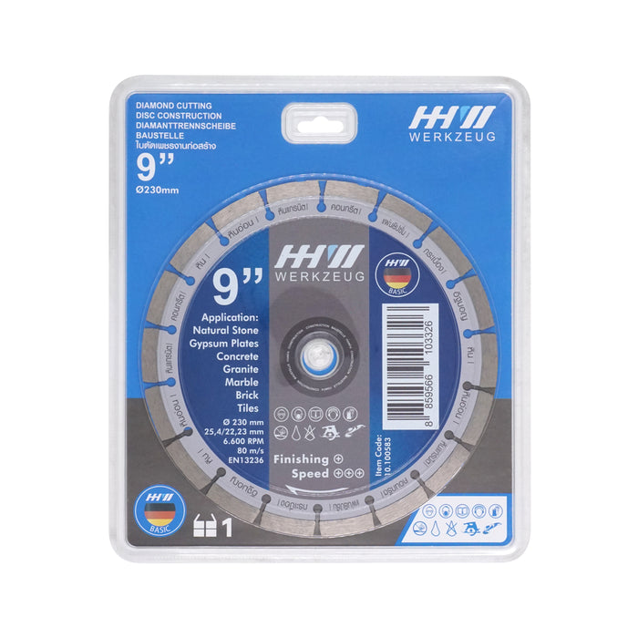 HHW ใบตัดเพชรงานก่อสร้าง 9นิ้ว Diamond Cutting Discs Construction 9” 10.100583