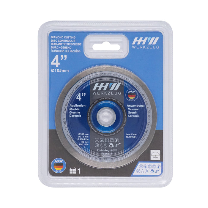 HHW ใบตัดเพชรแบบต่อเนื่อง 4นิ้ว Diamond Cutting Discs Continuous 4” 10.100584