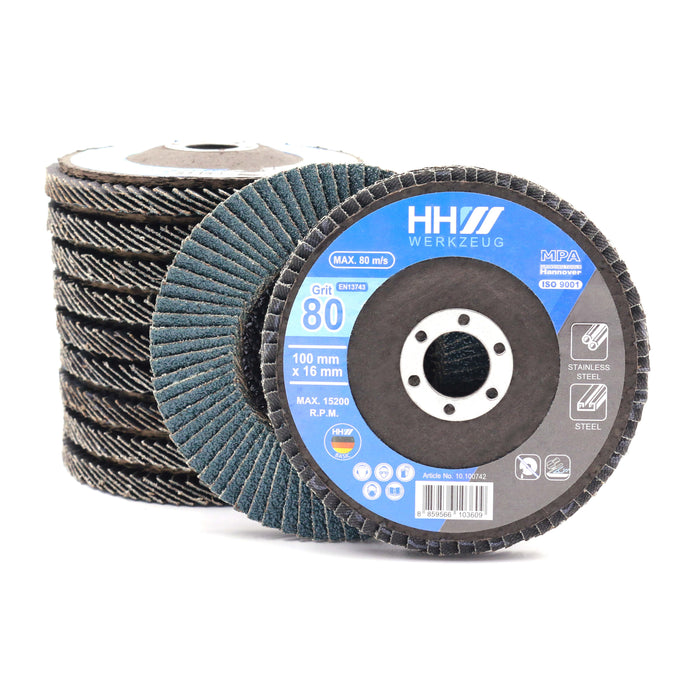 HHW ใบเจียรกระดาษทรายซ้อน หลังแข็ง #100 Hard Top Flap Disc Grit100 10.101431