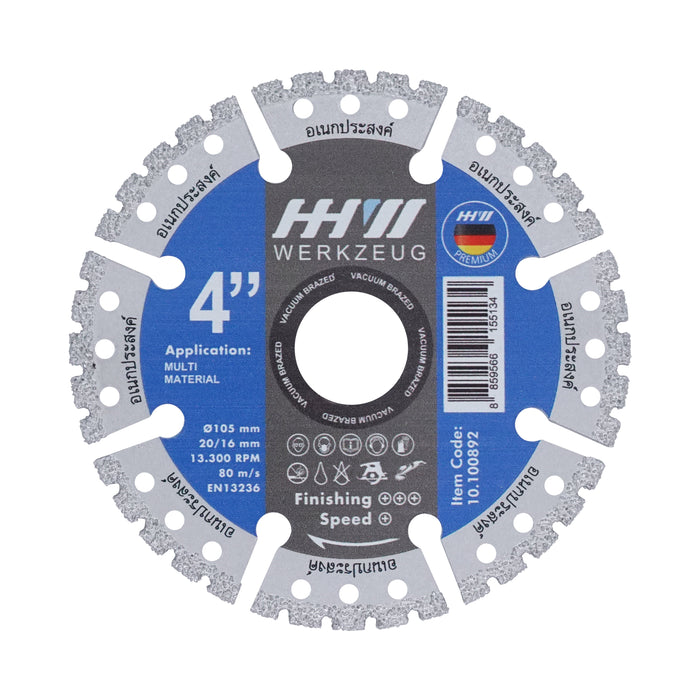 HHW ใบตัดเพชร อเนกประสงค์ 4นิ้ว Diamond Cutting Discs Multi Material  4” 10.100892