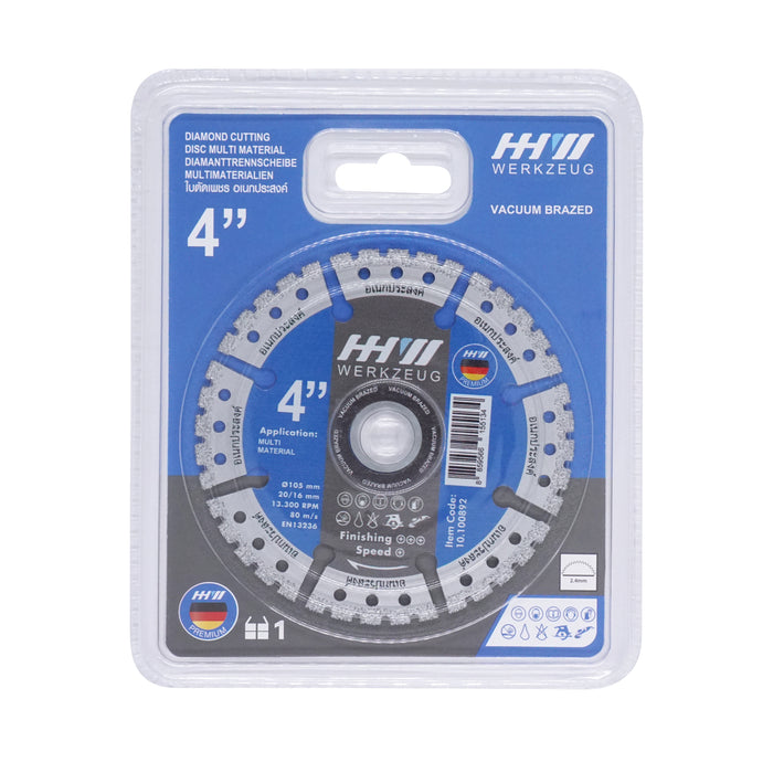 HHW ใบตัดเพชร อเนกประสงค์ 4นิ้ว Diamond Cutting Discs Multi Material  4” 10.100892