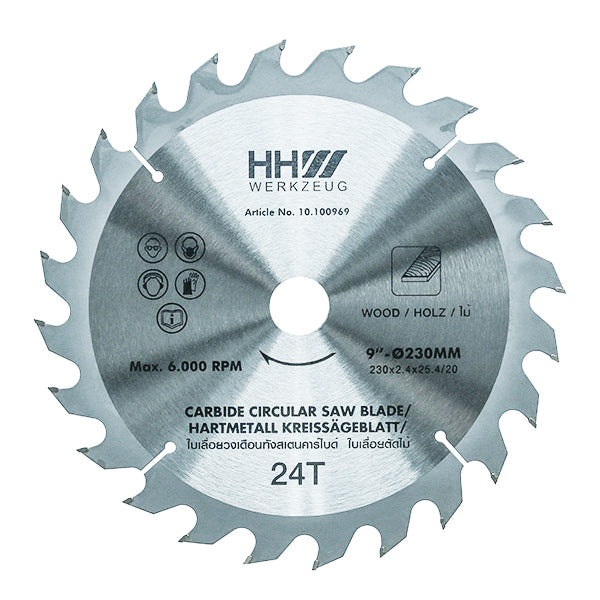 HHW ใบเลื่อยไม้ 9 นิ้ว 24 ฟัน TCT Saw blade wood Size 9" 24T 10.100969