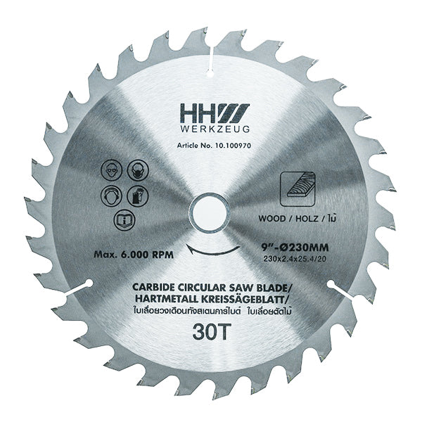 HHW ใบเลื่อยไม้ 9 นิ้ว 30 ฟัน TCT Saw blade wood Size 9" 30T 10.100970