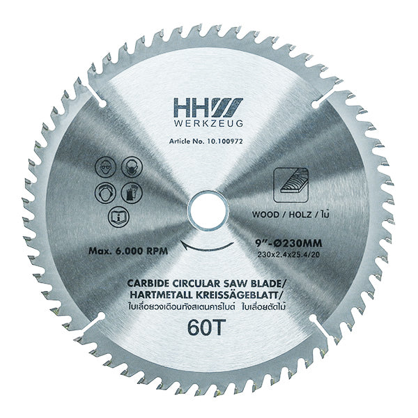 HHW ใบเลื่อยไม้ 9 นิ้ว 60 ฟัน TCT Saw blade wood Size 9" 60T 10.100972