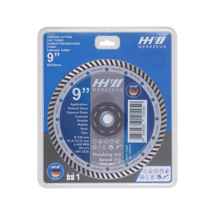 HHW ใบตัดเพชรเทอร์โบ 9นิ้ว Diamond Cutting Disc Turbo 9" 10.100974