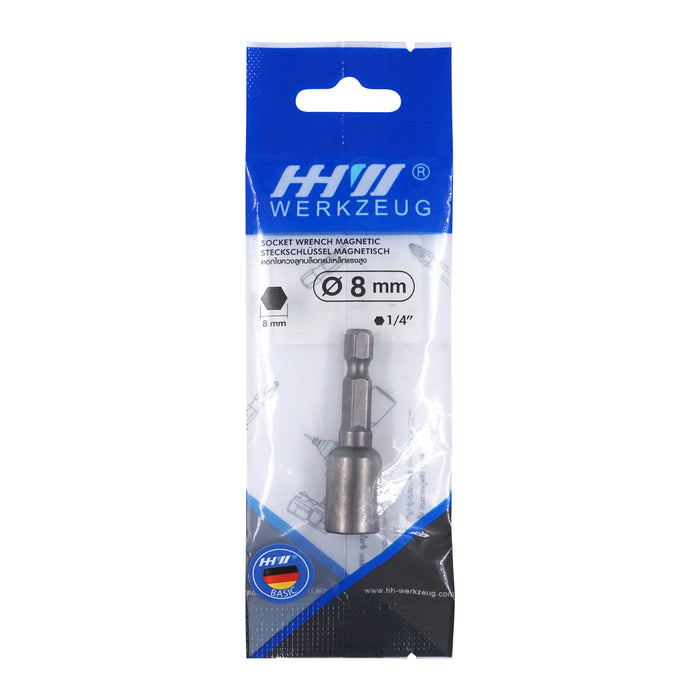 HHW ดอกไขควงหัวบล็อกแม่เหล็ก 8 มม. SOCKET WRENCH INSERT 1/4 INCH SIZE 8mm. 10.100977