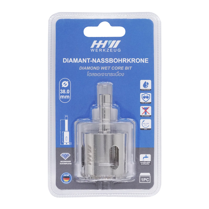 HHW โฮลซอเจาะกระเบื้อง 38.0 มม. Diamond wet core bit Size 38.0 mm. 10.101191