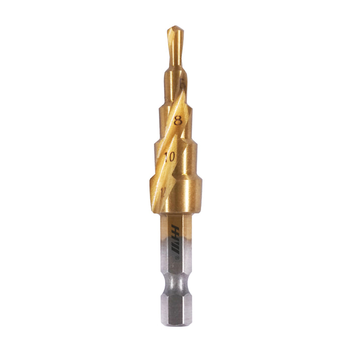 HHW ดอกสว่านทรงเจดีย์ CS TIN 4-12 มม. Step drill CS TIN Size 4-12 mm. 10.101711