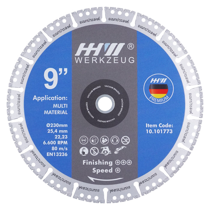HHW ใบตัดเพชร อเนกประสงค์ 9 นิ้ว Diamond Cutting Discs Multi Material  9” 10.101773