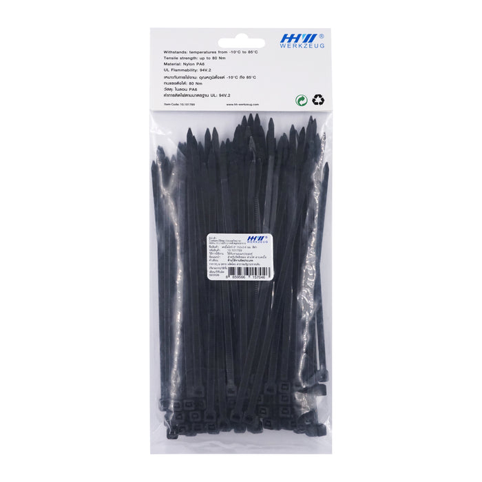 HHW เคเบิ้ลไทร์ 6 นิ้ว (สีดำ) Nylon Cable Ties 6" (Black) 10.101789