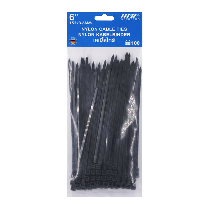 HHW เคเบิ้ลไทร์ 6 นิ้ว (สีดำ) Nylon Cable Ties 6" (Black) 10.101789