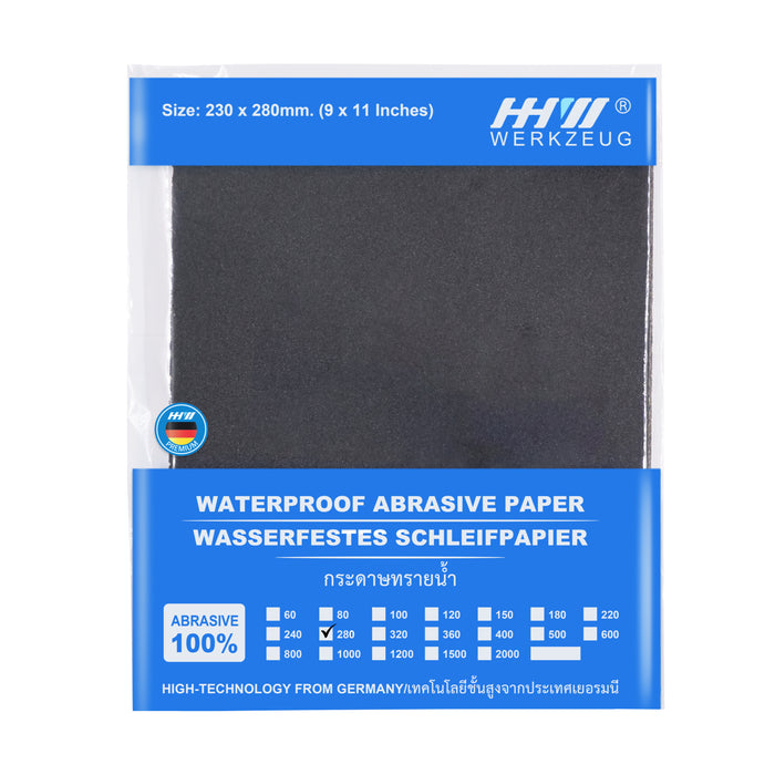HHW กระดาษทรายน้ำ แพ็ค 5 แผ่น เบอร์ 280 Waterproof sanding paper PACK@5PC Grit 280 10.101831