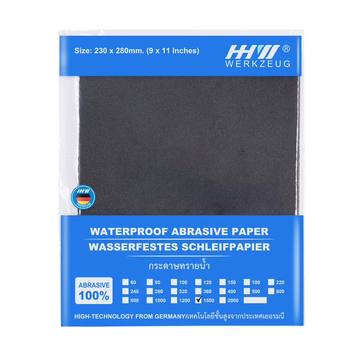 HHW กระดาษทรายน้ำ แพ็ค 5 แผ่น เบอร์ 1500 Waterproof sanding paper PACK@5PC Grit 1500 10.101840