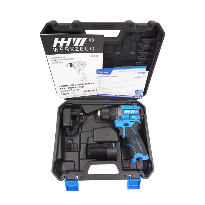 HHW ชุดสว่านไขควงไร้สาย 12V Cordless Screwdriver 12V 10.201401