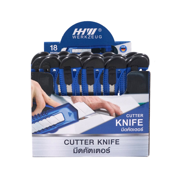 HHW มีดคัตเตอร์ ขนาดใบมีด 18 มม. กล่อง 30 ชิ้น Cutter knife blade size 18 mm. 30 pcs. 11.100038