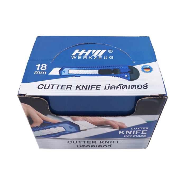 HHW มีดคัตเตอร์ ขนาดใบมีด 18 มม. กล่อง 30 ชิ้น Cutter knife blade size 18 mm. 30 pcs. 11.100038