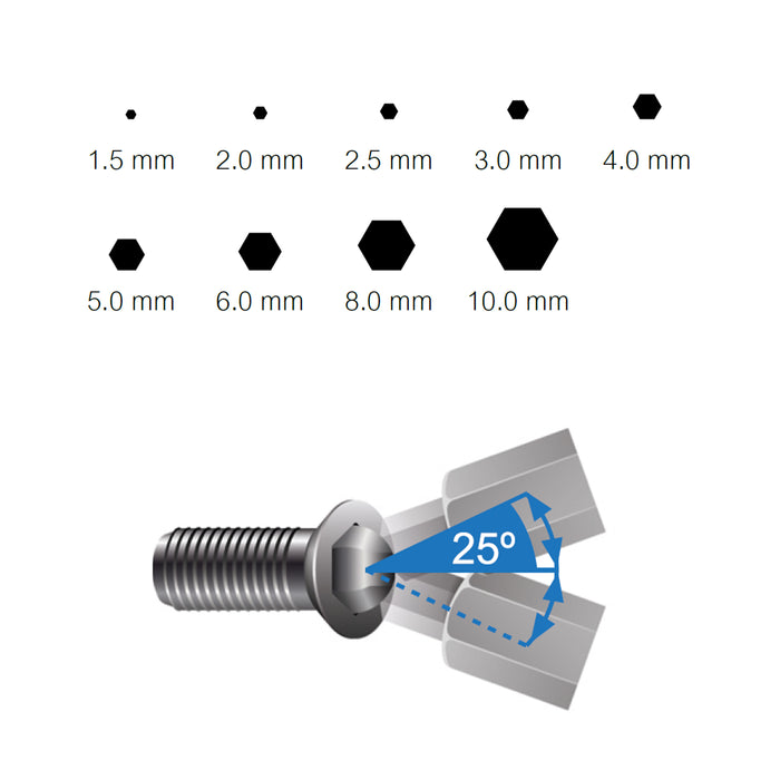 HHW ชุดประแจหกเหลี่ยม CR-V 9 ชิ้น 9 Hex-Plus CR-V, L-key Set Metric 11.100041