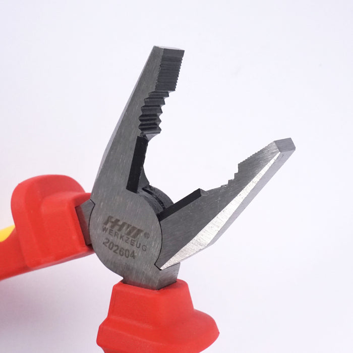 HHW คีมปากจิ้งจก หุ้มฉนวนกันไฟ ขนาด 8 นิ้ว VDE Combination Plier ISO 5746 IEC 60900 Size 8" 11.100109