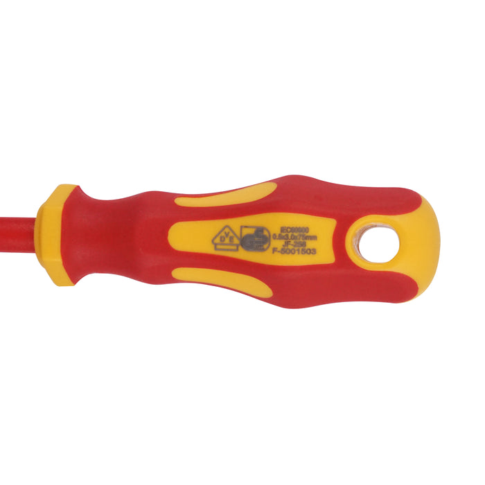 HHW ไขควงปากแบน หุ้มฉนวนกันไฟ ขนาด 1.0x5.5x125 มม VDE Screwdriver Size 1.0x5.5x125 mm IEC 60900 11.100115