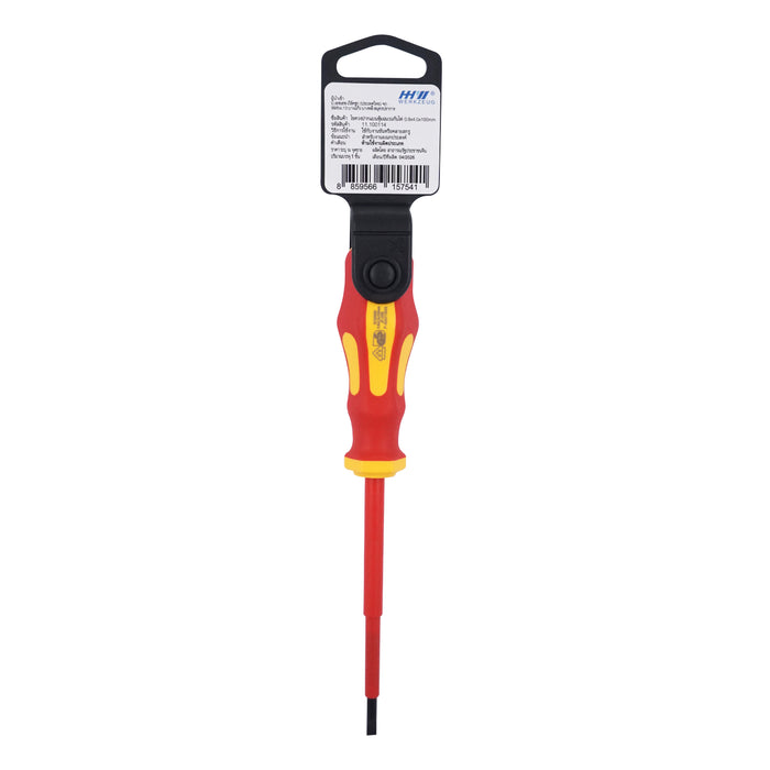 HHW ไขควงปากแบน หุ้มฉนวนกันไฟ ขนาด 0.8x4.0x100 มม VDE Screwdriver Size 0.8x4.0x100 mm IEC 60900 11.100114