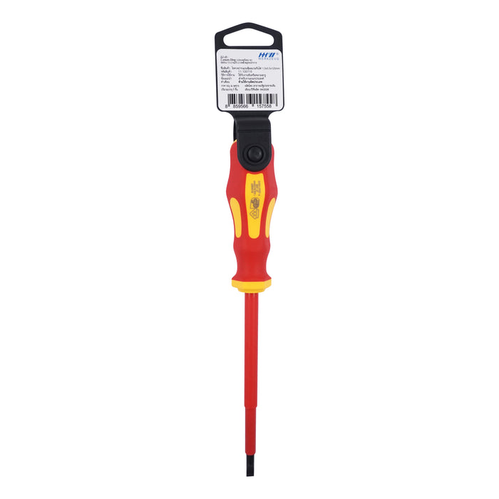 HHW ไขควงปากแบน หุ้มฉนวนกันไฟ ขนาด 1.0x5.5x125 มม VDE Screwdriver Size 1.0x5.5x125 mm IEC 60900 11.100115