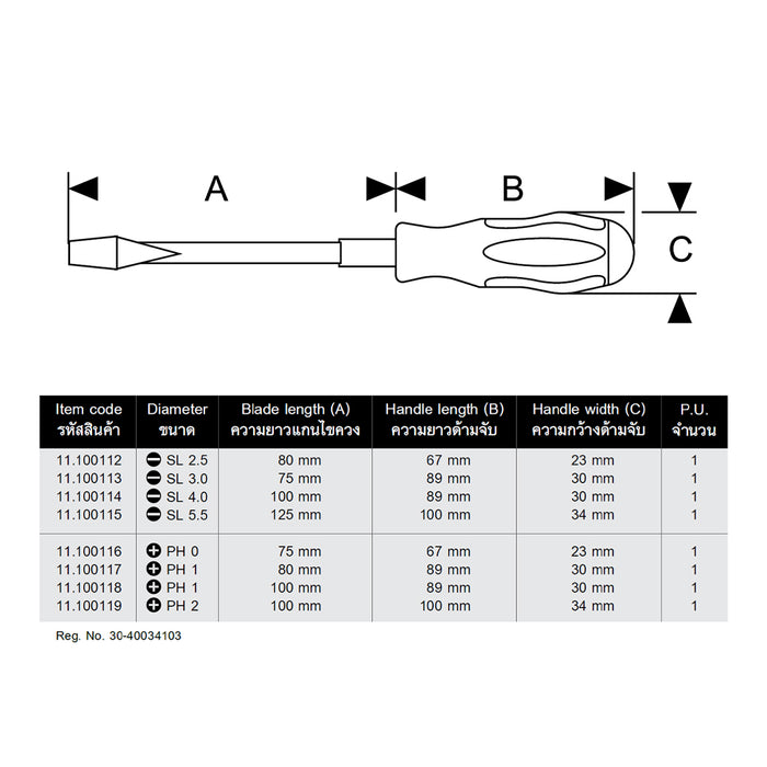 HHW ไขควงปากแฉก หุ้มฉนวนกันไฟ ขนาด PH0x75 มม VDE Screwdriver Size PH0x75 mm IEC 60900 11.100116