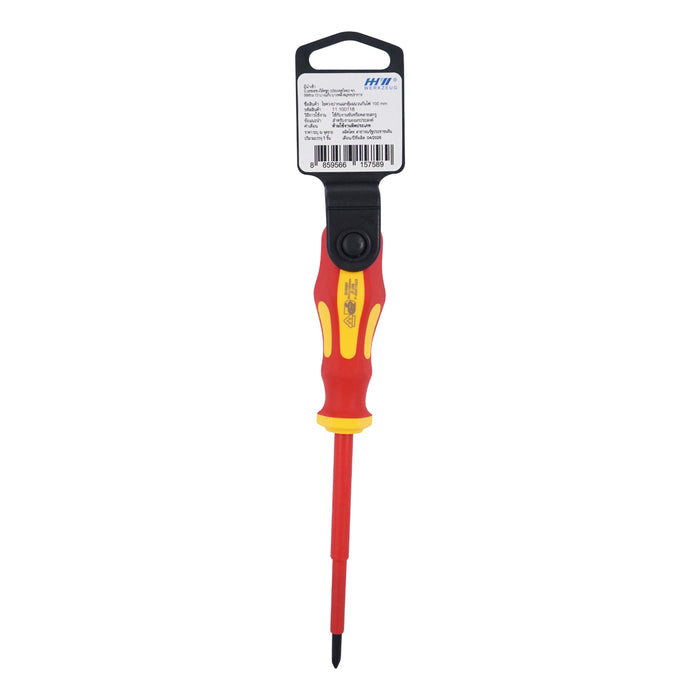 HHW ไขควงปากแฉก หุ้มฉนวนกันไฟ ขนาด PH1x100 มม VDE Screwdriver Size PH1x100 mm IEC 60900 11.100118