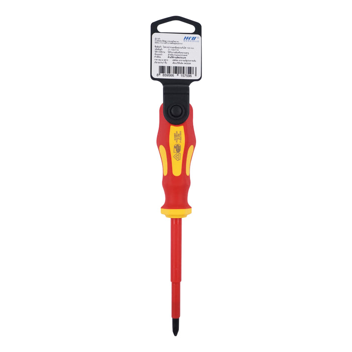 HHW ไขควงปากแฉก หุ้มฉนวนกันไฟ ขนาด PH2x100 มม VDE Screwdriver Size PH2x100 mm IEC 60900 11.100119